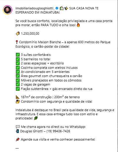 Descrição exemplo 4 - Casa nova em Indaiatuba