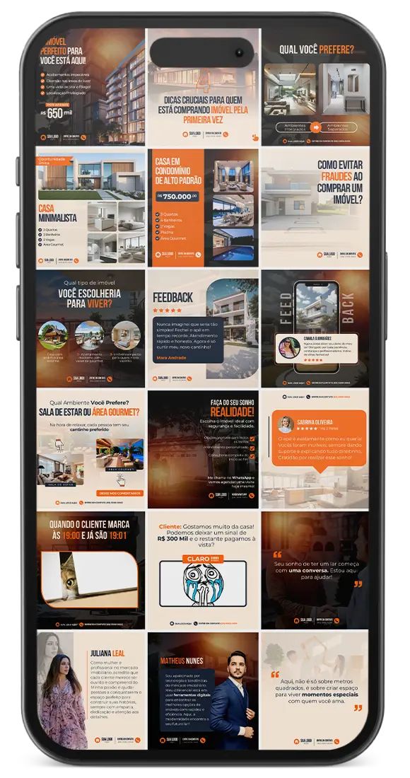 Pack Corretor de Imóveis - Exemplos de templates em celular