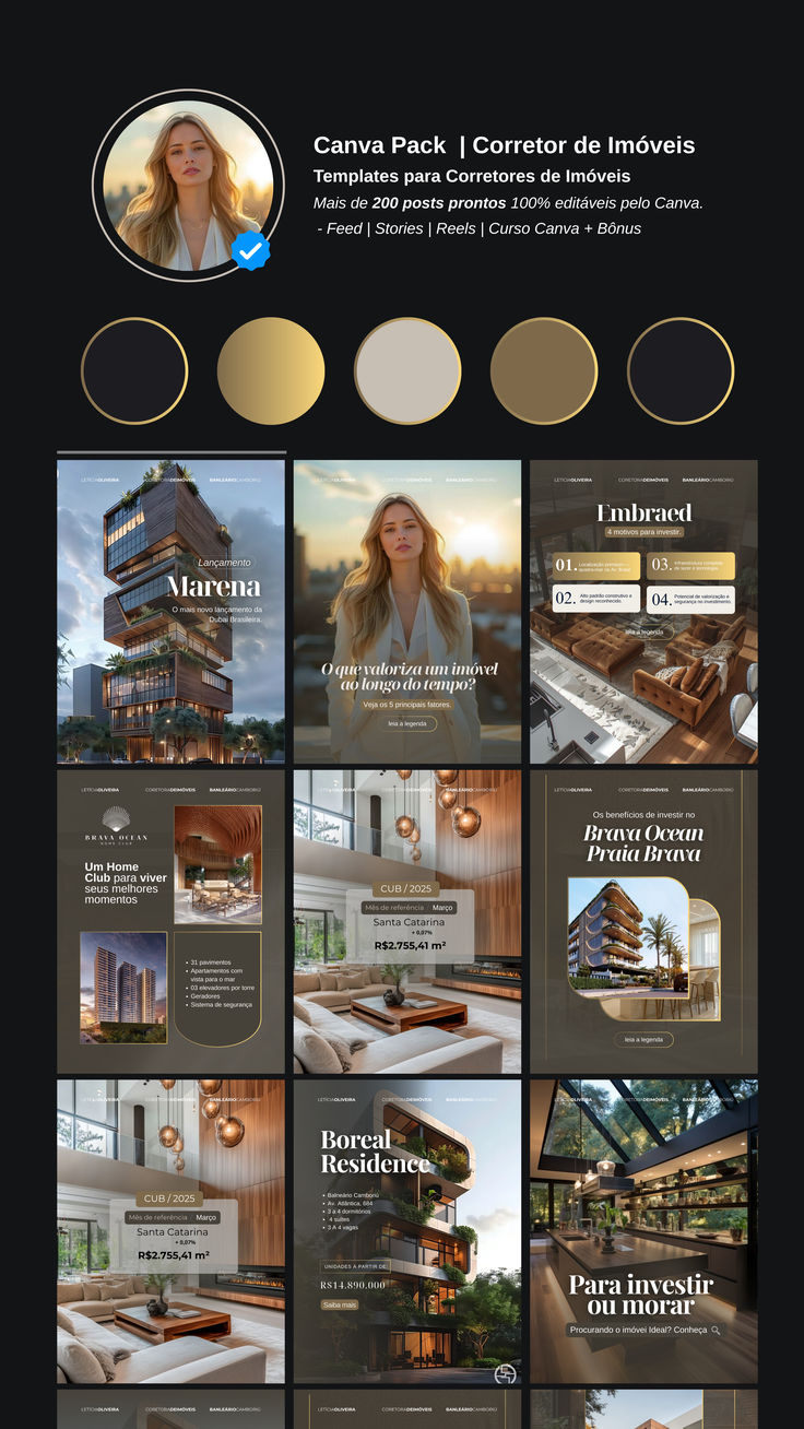Canva Pack para Corretores - 200+ posts prontos editáveis